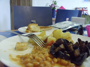 Cooked breakfast at Fat Apples Cafe, Porthallow